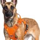 rabbitgoo Dog Harness for Large Dogs No Pull, Tactical Service Pet Vest with Molle and Control Handle, Adjustable and Reflective Military Harness for Easy Walking and Training, Orange, XL