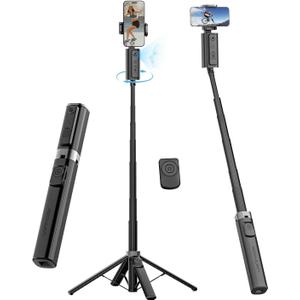 AOCHUAN Face Tracking Tripod for iPhone & Android,57'' Expandable 360 Rotation Selfie Stick that Follows Your Movement Rotation w/Remote, No APP, Phone Tripod Recording for YouTube, TikTok,Smart M3