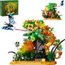 Chameleon Garden Bonsai Building Set, 1092PCS Nature Inspired MOC Flowers & Insects STEM Kit Compatible with Lego Animal, Stunning Desk Decor for Home/Office, Building Blocks for Kids Adults Aged 12+