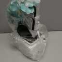 15 Inches Tall Artificial Silk Phalaenopsis Orchid Flower Plant Pot Teal Arrangements (Golden Blue)