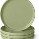 Amazon Basics Glazed Stoneware Salad Plates, Ceramic 4-Piece Set, Microwave and Dishwasher-Safe, 8.3 in., Olive