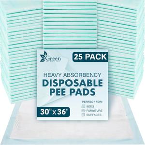 GREEN LIFESTYLE Underpads - Chucks Pads Disposable Adults, for use as Incontinence Bed Pads, Pet Pads, Pee Pads for Dogs, Cats, Bunny, Seniors Bed Pad (Pack of 25 - 30x36)
