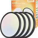 4PK 12 Inch LED Flush Mount Ceiling Light, 24W, 2520LM, 3000K/4000K/6000K CCT Selectable Super Slim LED Ceiling Light, Close to Ceiling Round Flat Panel Light for Hallway, Bedroom,Kitchen ect (Black)