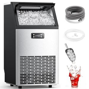 COWSAR Commercial Ice Maker Machine 100Lbs/24H, Stainless Steel Undercounter Ice Maker with 33Lbs Storage Capacity, Self-Cleaning Freestanding Ice Machine for Home, Bar, Restaurant, Office, Outdoor