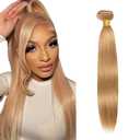 Honey Blonde Bundles Human Hair 27 Straight Bundles 22 inch Grade 8A Brazilian Virgin Hair Extensions Double Weft 1 Bundle 27 Honey Blonde Straight Bundle