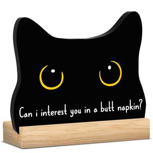 2 x Black Cat Decor Halloween Cat Bathroom Decor Can I Interest You in a Butt Napkin Funny Bathroom Acrylic Decors Sign Cat for Home Bathrooms Halloween Christmas