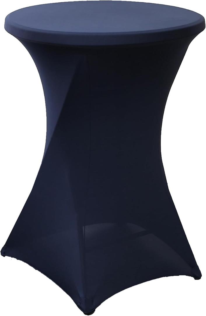 32x43 Inch Navy Blue Spandex Cocktail Table Cloth Fitted Round Cocktail Table Stretch High Top Table Cover Square Corner Bar Table Cover for Wedding Party Navy Blue