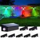 8Pack 3Side Color Changing Solar Powered Fence Lights Outdoor Decorative LED Waterproof Yard Lamps for Outside Wall, Deck, House Patio, Rail, Stair, Yard, Pool, 7 Colorful Modes, 1-Min Installation