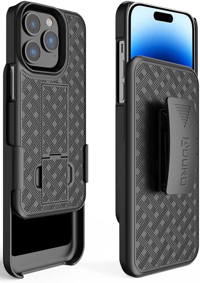 Aduro Combo Case with Kickstand & Holster for iPhone 14 Pro Max, Slim Shell & Swivel Belt Clip Holster, with Built-in Kickstand for Apple iPhone 14 Pro Max (6.7") 2022