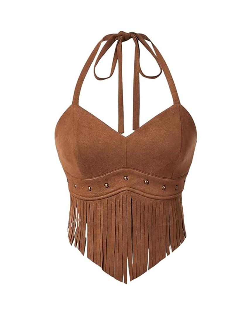 Country Concert Outfit for Women Fringe Western Rodeo Cowgirl Shirts 70s Hippie Tops with Tassel L