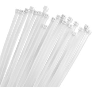 Bolt Dropper 24" White Zip Cable Ties (50 Pack), 175lbs Tensile Strength - Heavy Duty, Self-Locking Premium Nylon Wire for Indoor and Outdoor (White)