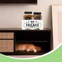 Dog Treat Container, Wooden Cat Food Container Storage with 2 Jars, Food Storage Organizer for Dog and Cat, White Wooden Pet Treat Container, Great Gift for Pet Lover
