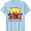 New Orleans The City Of Jazz Jazz Music Festival Love T-Shirt (Blue, XS)