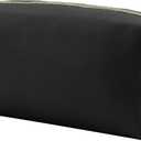 Leather Makeup Bag for Purse Travel, Portable Small Cosmetic Organizer for Women and Girls, Make up Bag with Zipper (Medium, Black)