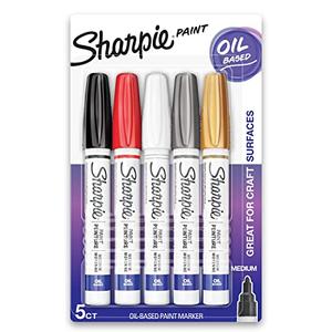 Sharpie Oil-Based Paint Markers, Medium Point, Assorted & Metallic Colors, Count of 4 - Great for Rock Painting