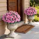 16 Bundles Artificial Roses for Front Door Outdoor Decor, Realistic Fake Silk Bouquets Flowers Faux UV Resistant Real Looking Rose Plants for Garden Balcony Farmhouse Home Spring Summer Decor (Pink)