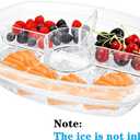 DEAYOU Ice Serving Tray for Party Food, Chilled Serving Platter Dish with 4 Compartments, 15" Flip-Lid Divided Serving Bowl for Appetizers, Fruits, Vegetables, Salads, Shrimp Cocktail