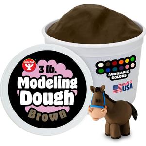 Hygloss Play Modeling Dough for Kids – Safe & Non-Toxic Sensory Dough for Arts and Crafts – 3 lb Tub – Play Clay for Toddler Activities, Preschool Classroom Must-Haves – Brown Color, Unscented
