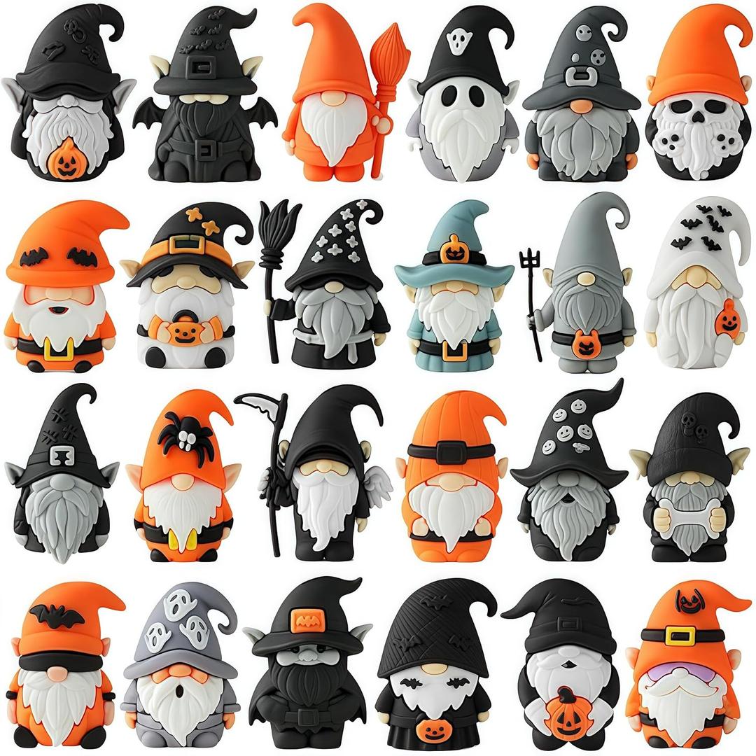 2 x 24PCS Halloween Mini Gnome Ornaments, Suitable for Halloween Party Small Gifts, Birthday Gifts Boys and Girls, Classroom Rewards,Candy Bags Collectible Animals Figurine Doll