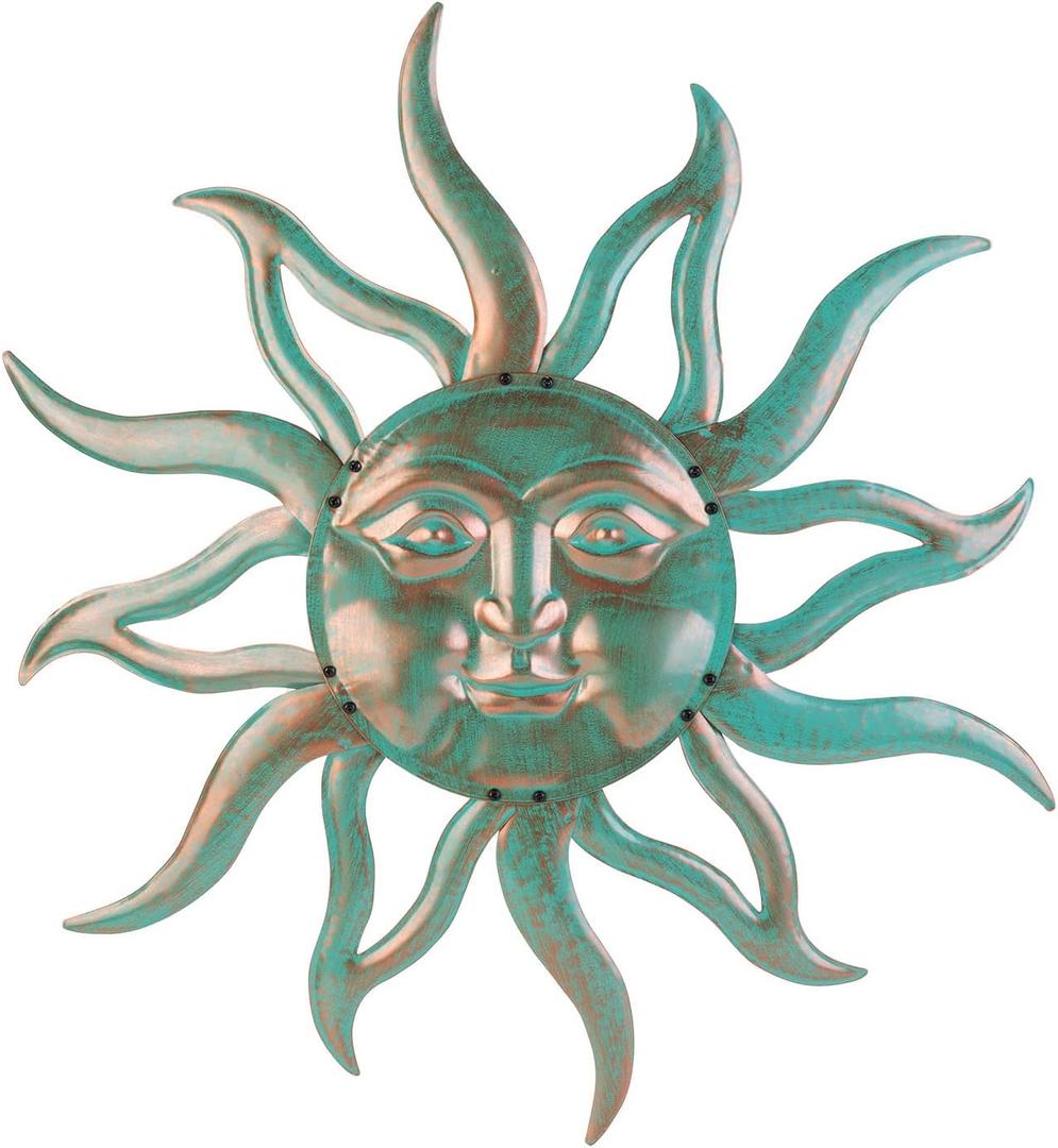 Sun Metal Wall Art Outdoor Decor - 30 Inches Rust Proof Retro Metal Wall Sculpture Statues Wall Art Hanging Decoration for Indoor Outdoor,Garden, Home, Farmhouse, Fence Balcony Patio and Bedroom (Image Color 1)