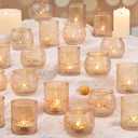 32 Pcs Gold Candle Holders- Gold Centerpieces for Wedding Table Decor, Assorted Votive Candle Holders for Wedding Table Decor, Rehearsal Dinner, Engagement, Birthday Party Decorations
