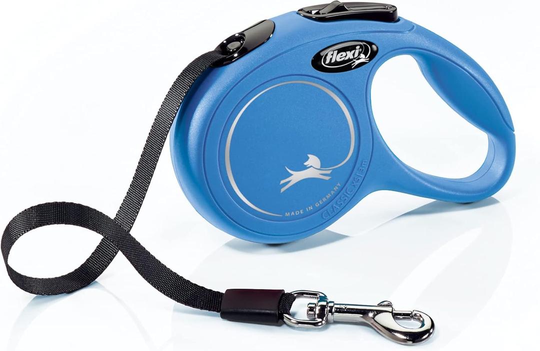 FLEXI New Classic Tape Extra Small Retractable Dog Leash for Small Dogs Upto 26 lbs.  10 ft., Blue | Tangle Free Pet Walking Leash with One-Handed Brake, Pause, Lock|German Quality Product