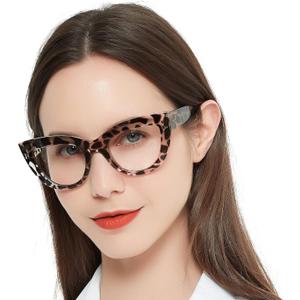 MARE AZZURO Retro Cat Eye Reading Glasses Women Large Frame Readers 1.25  (Leopard)