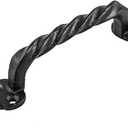 Renovators Supply Manufacturing Cabinet Handles for Cabinets and Drawers 5.8 in. Black Twisted Wrought Iron Cabinet Pulls with Mounting Hardware (Pack of 1)