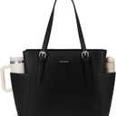 LOVEVOOK Laptop Tote Bag for Women With Large Cup Holder, Leather Work Tote Bag for Women,15.6 Inch Professional Computer Briefcase Business Teacher Commuter Shoulder Bag,Office Travel Gift