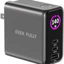 140W MAX USB C Charger | 3-Port Fast Charging Station (2xUSB-C PD3.1 + USB-A QC3.0) | Intuitive Touch Controls, for for MacBook, iPhone 17/16 Series, Samsung Galaxy, Pixel and More