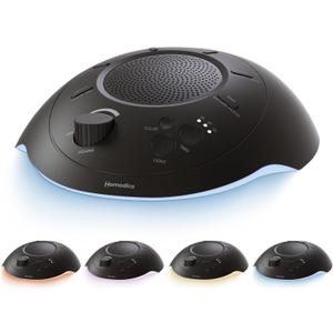 Homedics Sleep Better Portable Sound Machine, Night Light,12 Soothing Sounds Including White Noise, Rain, and Thunderstorm, Ultra-Portable Design, Auto-Off Timer, Ideal for Travel & Baby Sleep, Black