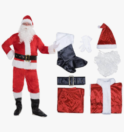 EraSpooky Santa Claus Costume For Men Adult- 7PCS Santa Outfit Christmas, Size 3XL