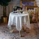 ARTABLE Lace Small Table Cloth Fall Christmas Macrame Tablecloth Table Topper for Thanksgiving Outdoor Farmhouse Rustic Kitchen Party Birthday Picnic (Ivory, 43" x 43" (Square))