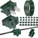 SPT-1 300 ft 18/2 Electrical Wire with 30 Extra Vampire Plugs (15 Male 15 Female) Christmas 18awg Extension Wire Landscape for Christmas Lights Outdoor Decoration(Dark Green)