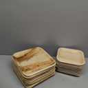 ECO SOUL Palm Leaf Like Bamboo Plates, 10 Inch Square, 50 Pack, Bulk Disposable Dinner Plates, Compostable Biodegradable Natural Wooden Dinnerware for Parties, Weddings & Catering Events