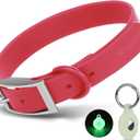 Wisedog Waterproof Dog Collar, Adjustable Soft Rubber Coated Webbing, Odor-Proof and Easy to Clean for Small Medium Large Dogs, with Airtags Case(XL|18"-23.6"  1 in, Coral Pink)