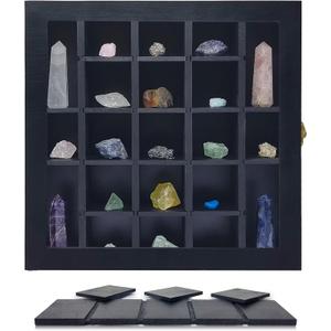 Rock Display Case. Shadow Box with Shelves for Rock Collection Display Case. Use for Arrowhead, Crystal, Fossil, Trinket Display case and Organizer.