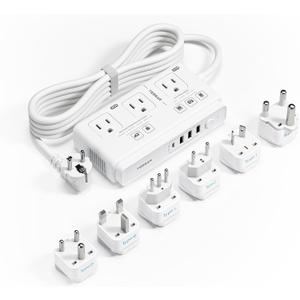 TESSAN Voltage Converter US to Europe, 220 to 110 Voltage Converter, Universal Travel Adapter with 4 USB Ports (1 USB C), 3 AC and EU UK AU IT in ZA Plug Power Adapter, Step Down Transformer, 6 FT