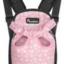 Pawaboo Pet Carrier Backpack, Adjustable Pet Front Cat Dog Carrier Backpack Travel Bag, Legs Out, Easy-Fit for Traveling Hiking Camping for Small Medium Dogs, Large Size, Black + Pink Daisy