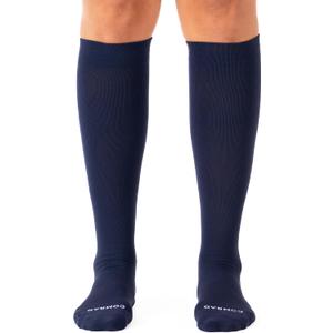 Comrad Nylon Knee High Socks - 15-20mmHg Graduated Compression Socks - Soft & Breathable Support Unisex Socks (Large, Navy)