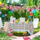 Cholemy 200 Pcs Flamingo Theme Party Decor, Summer Pink Flamingo Cutouts with 400pcs Glue Point Hawaiian Theme Paper Cutting for Bulletin Border Decor Birthday Party Supplies