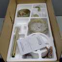 WINGBO 72 Inch DC Ceiling Fan with Lights and 3 Downrods, 5 Reversible Carved Wood Blades, 6-Speed Noiseless DC Motor, Large Ceiling Fan in Brass Finish with White Blades, ETL Listed