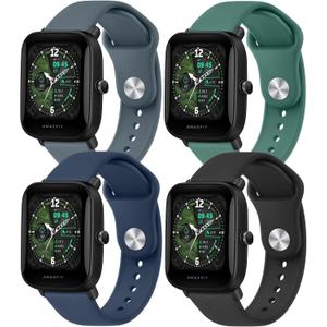 4 PACK Bands for Amazfit GTS 4 / GTS 4 Mini / GTS 3 / GTS / GTS2 / GTS 2e / GTS 2 mini Band Women Men, 20mm Quick Release Soft Silicone Sport Replacement Watch Strap for Amazfit Bip 3 Pro / Bip 3 / Bip U Pro / Bip / Bip Lite / Bip S / Bip S lite / Bip U