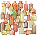 Yaomiao 30 Pcs Vases Bulk Colored Flower Glass Bud Vases Valentine Vintage Colored Glass Bottles Colorful Rustic Embossed for Home Wedding Table Decorations Gifts(Orange Yellow Series)