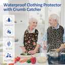 Bravace 4 Pack Adult Bibs for Eating Waterproof Clothing Protector with Detachable Crumb Catcher Adult Bibs for Women and Men (Colorful Big Flower)