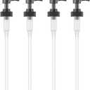 Gallon Pump Dispenser for Glass Jugs or Plastic Bottles - Compatible with Listerine Pump 1-1.5L Bottle Heavy-Duty Commercial Grade for Syrup, Soap, Condiments, Detergent - Pack of 4 Black Pumps