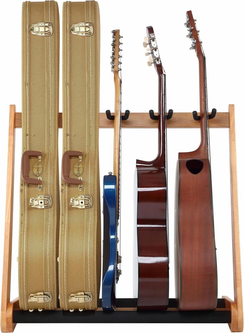 Nefelibata Multi-Purpose Guitar Stand 5 Stands Wooden Guitar Stand Floor Stand for Guitars and Cases, Electric Guitars, Acoustic Guitars, Bass Guitars, Cellos - German Ash-Log