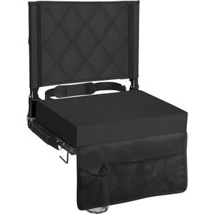 Sheenive Stadium Seats for Bleachers with Back Support, Bleacher Seats with Backs and Cushion Wide, Padded Portable Folding Comfort Stadium Chair with Shoulder Strap, Perfect for Sports Events, Black