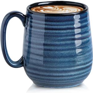 glowworm Ceramic Coffee Mug, 20 Oz Coffee Cups with Handle, Large Coffee Mug for Home and Office, Latte Mug for Coffee Tea Soup, Housewarming Wedding Gifts, Dishwasher & Microwave Safe, Blue (1 Count)
