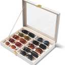 NEWLOOP 10/30 Slots Sunglass Organizer for Multiple Pairs of Eyeglass See-through Display Case Storage Box for Women Men
